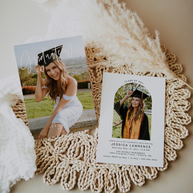 Modern Minimalist Photo Graduation Party Invite (Creator Uploaded)