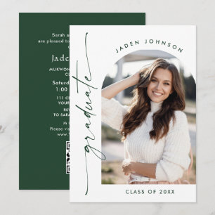 Modern Minimalist PHOTO Graduation Party QR code Invitation