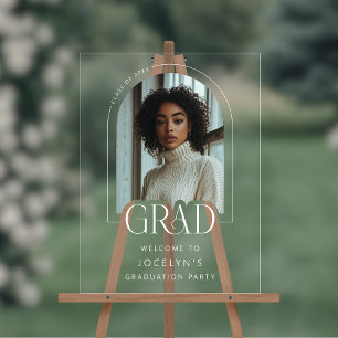 Modern Minimalist Photo Graduation Party Welcome Acrylic Sign