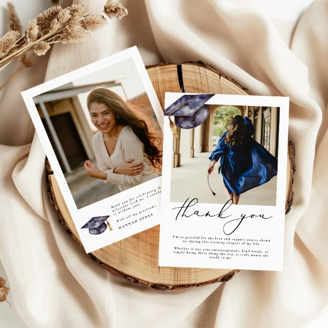Modern Minimalist Photo Graduation Thank you card (Creator Uploaded)