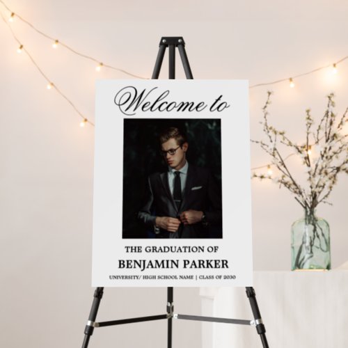 Modern Minimalist Photo Graduation Welcome Sign 