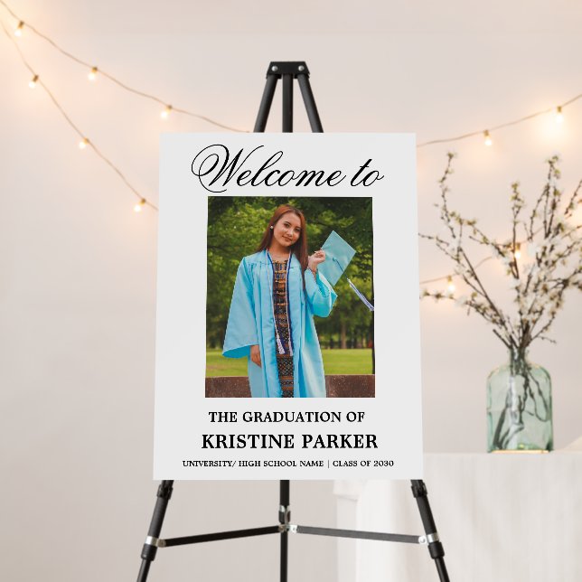 Modern Minimalist Photo Graduation Welcome Sign  (In Situ (Stand))