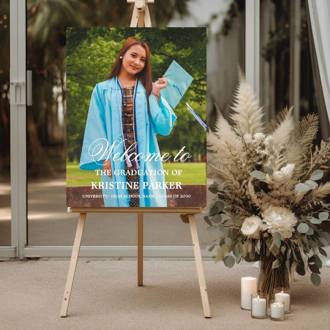 Modern Minimalist Photo Graduation Welcome Sign  (Creator Uploaded)