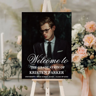 Modern Minimalist Photo Graduation Welcome Sign