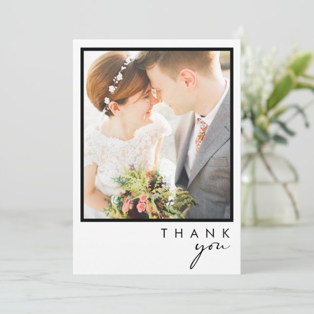 Modern Minimalist Photo In A Frame Thank You Card (Standing Front)