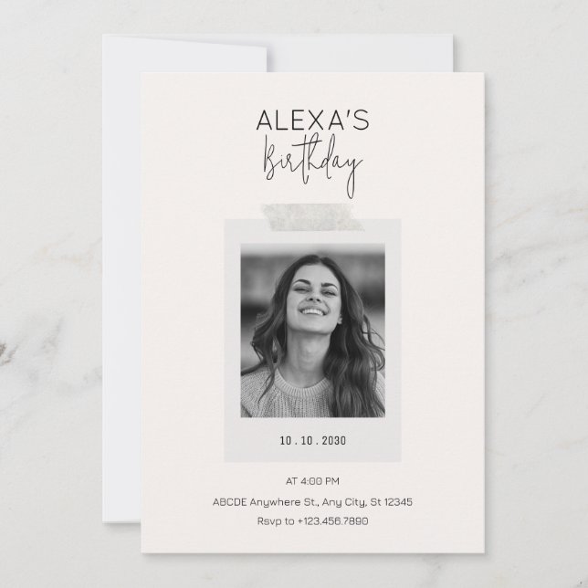 Modern minimalist photo Invitation (Front)