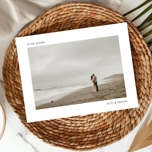Modern Minimalist Photo Just Married Elopement Announcement Postcard (Creator Uploaded)