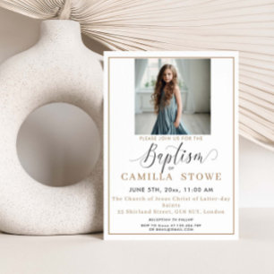 Modern Minimalist Photo LDS Baptism  Invitation
