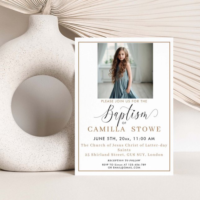 Modern Minimalist Photo LDS Baptism  Invitation (Creator Uploaded)