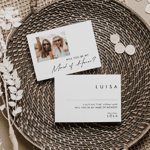 Modern Minimalist Photo Maid of Honor Proposal Invitation