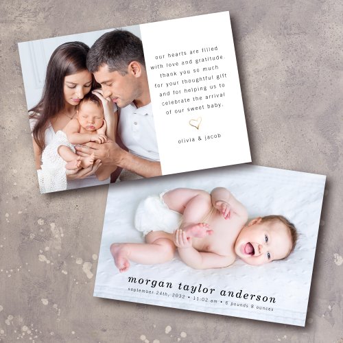 Modern Minimalist Photo New Baby Thank You Card