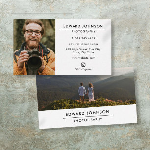 Modern Minimalist Photo Photography Business Card