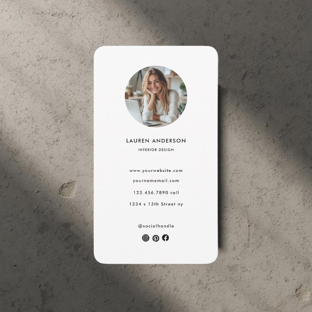 Modern Minimalist Photo & QR Code  Business Card (Creator Uploaded)
