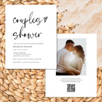 Modern Minimalist Photo QR Code Couples Shower
