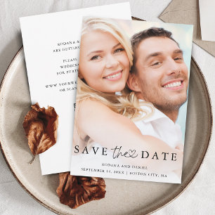 Modern Minimalist Photo QR Code Details Wedding Save The Date