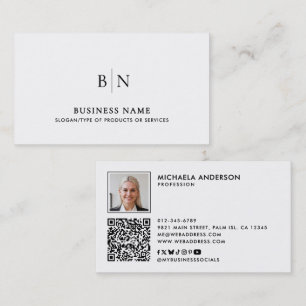 Modern Minimalist Photo QR Code & Social Media Business Card