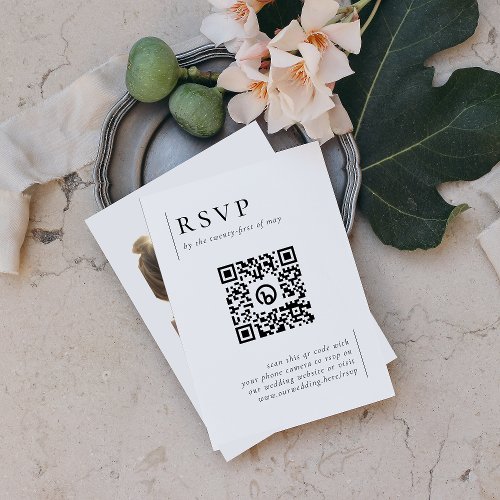 Modern Minimalist Photo QR Code Wedding RSVP Enclosure Card