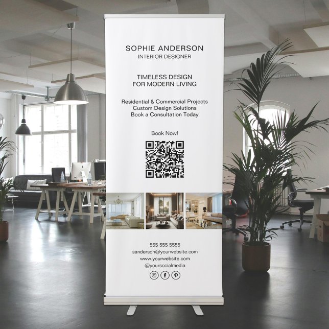 Modern Minimalist Photo QR Professional Business Retractable Banner (Modern Minimalist Photo QR Professional Business Retractable Banner)
