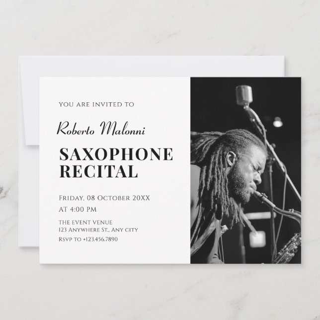 Modern minimalist photo recital Invitation (Front)