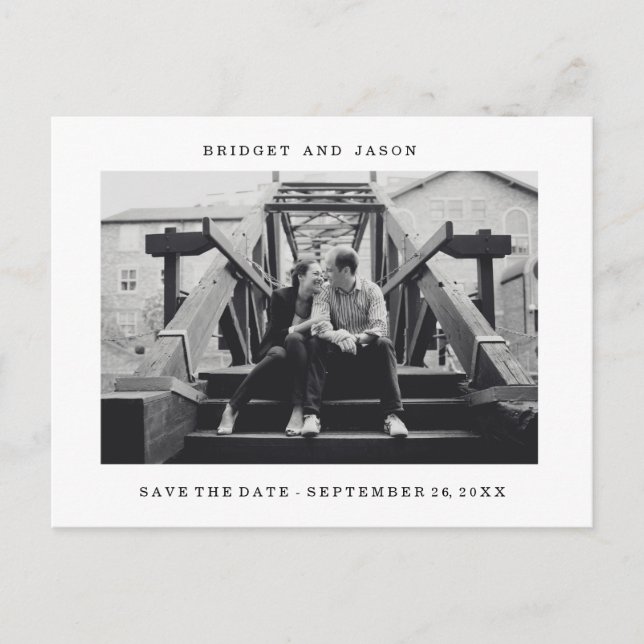 Modern MINIMALIST Photo  SAVE THE DATE Announcement Postcard (Front)