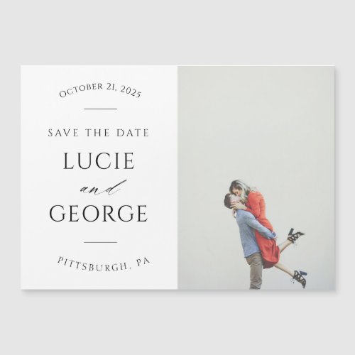 Modern Minimalist Photo Save the Date Magnet