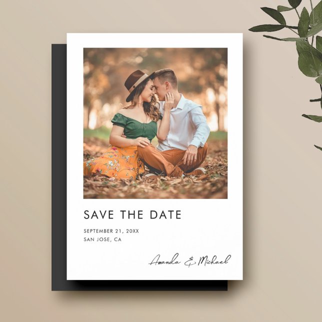 Modern Minimalist Photo Save the Date Wedding Magnetic Invitation (Creator Uploaded)