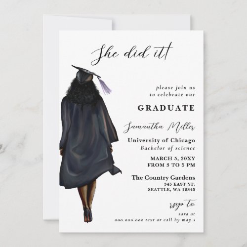 Modern Minimalist Photo She Did It Graduation