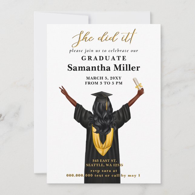 Modern Minimalist Photo She Did It Graduation Invitation (Front)