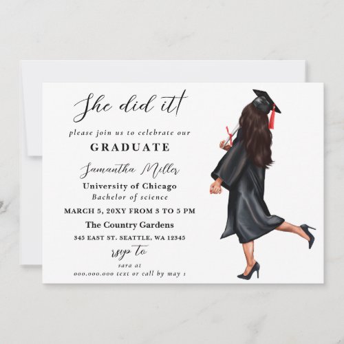 Modern Minimalist Photo She Did It Graduation