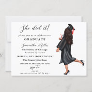 Modern Minimalist Photo She Did It Graduation Invitation