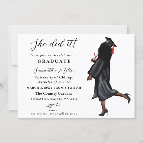 Modern Minimalist Photo She Did It Graduation Invitation