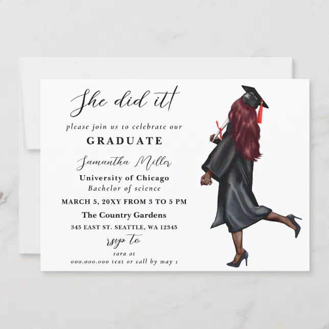Modern Minimalist Photo She Did It Graduation Invitation | Zazzle