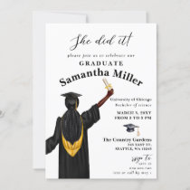 Modern Minimalist Photo She Did It Graduation Invitation