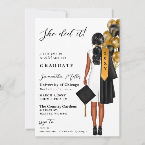 Modern Minimalist Photo She Did It Graduation