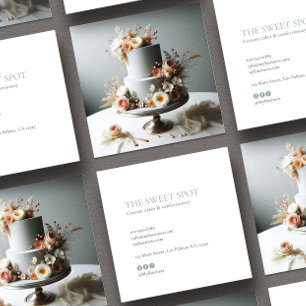 Modern Minimalist Photo & Socials Bakery Square Business Card