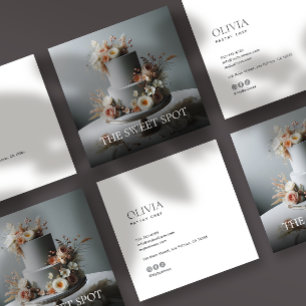 Modern Minimalist Photo & Socials Bakery Square Business Card