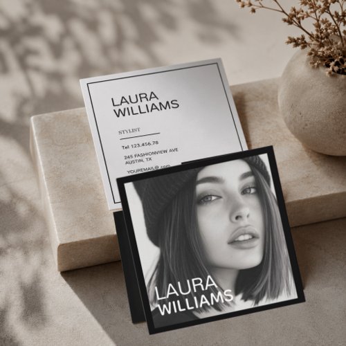 Modern minimalist photo square business card