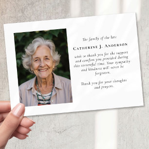 Modern Minimalist Photo Sympathy Funeral Thank You Card