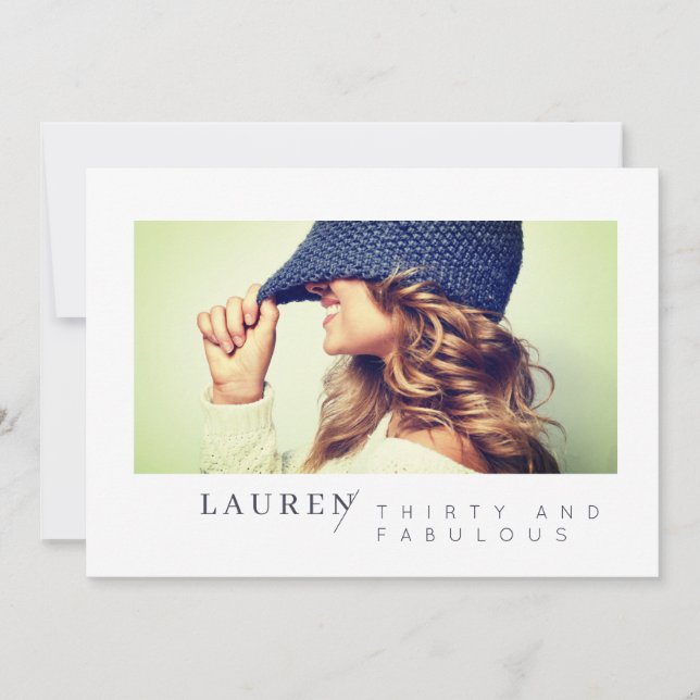 Modern Minimalist Photo Thirty & Fabulous Birthday (Front)