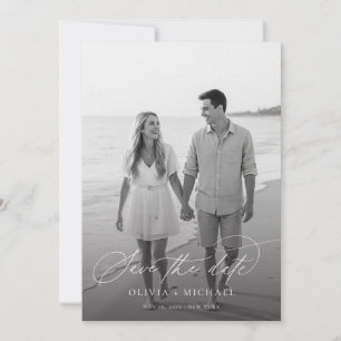 Modern Minimalist Photo Wedding Boho Save The Date