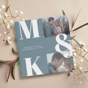Modern Minimalist Photo Wedding Bold Monogram 3 Ring Binder