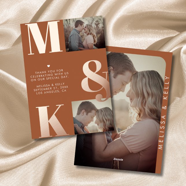 Modern Minimalist Photo Wedding Bold Monogram Foil Invitation (Creator Uploaded)