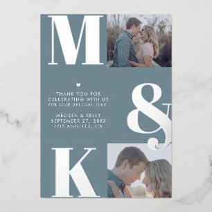 Modern Minimalist Photo Wedding Bold Monogram Foil Invitation