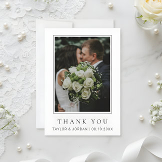 Modern Minimalist Photo Wedding Custom  Thank You Card