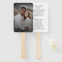 Modern Minimalist Photo Wedding Hand Fan Programs