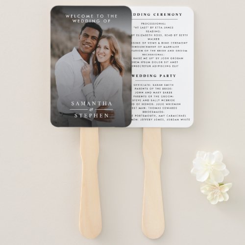 Modern Minimalist Photo Wedding Hand Fan Programs