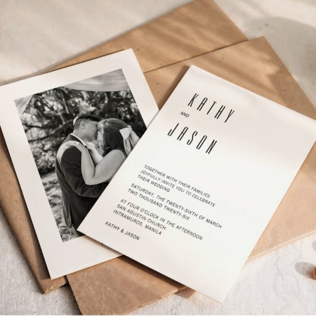 Modern Minimalist Photo Wedding Invitation (Creator Uploaded)