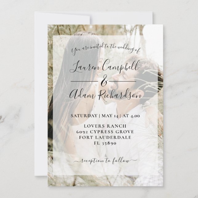 Modern minimalist photo wedding invitation (Front)
