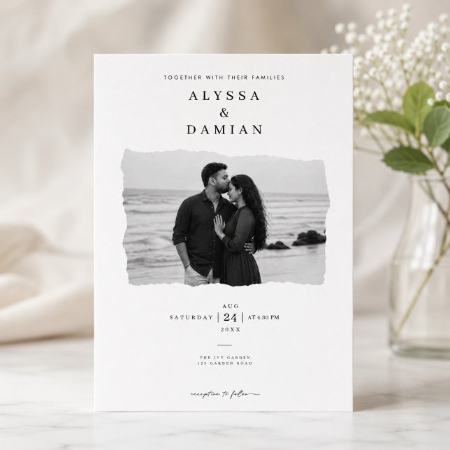 Modern Minimalist Photo Wedding Invitation Design (Creator Uploaded)
