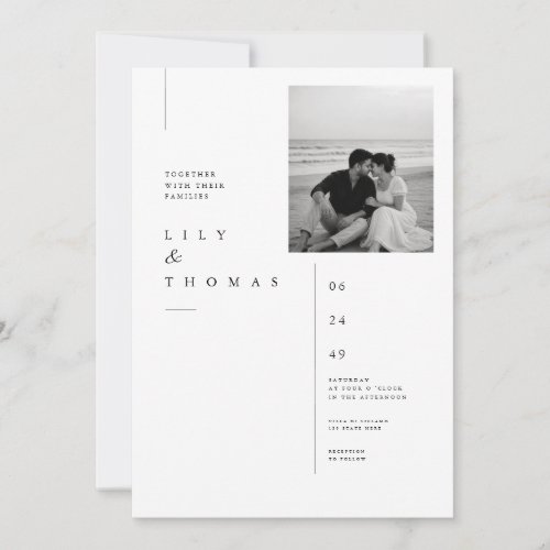 Modern Minimalist Photo Wedding Invitation Design.
